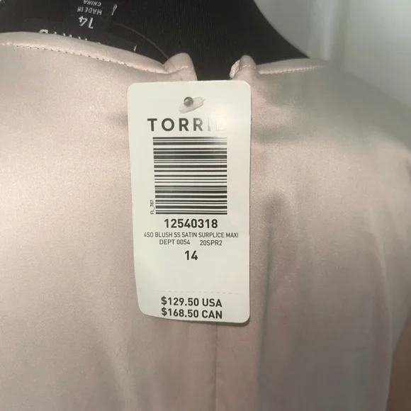 Torrid Pink and Gold Asymmetrical Wrap Gown - Picture 3 of 6